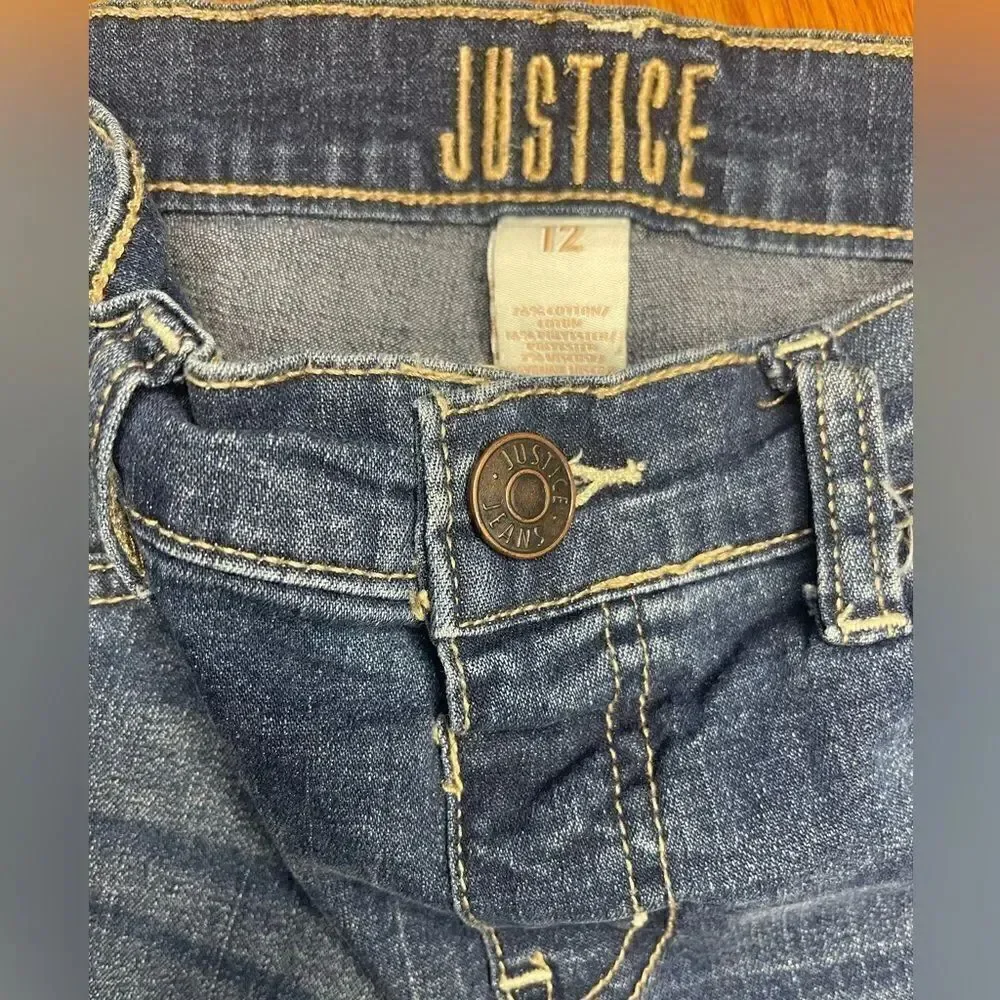 Justice Demin Cropped Cuffed Jeans Girls Size 12